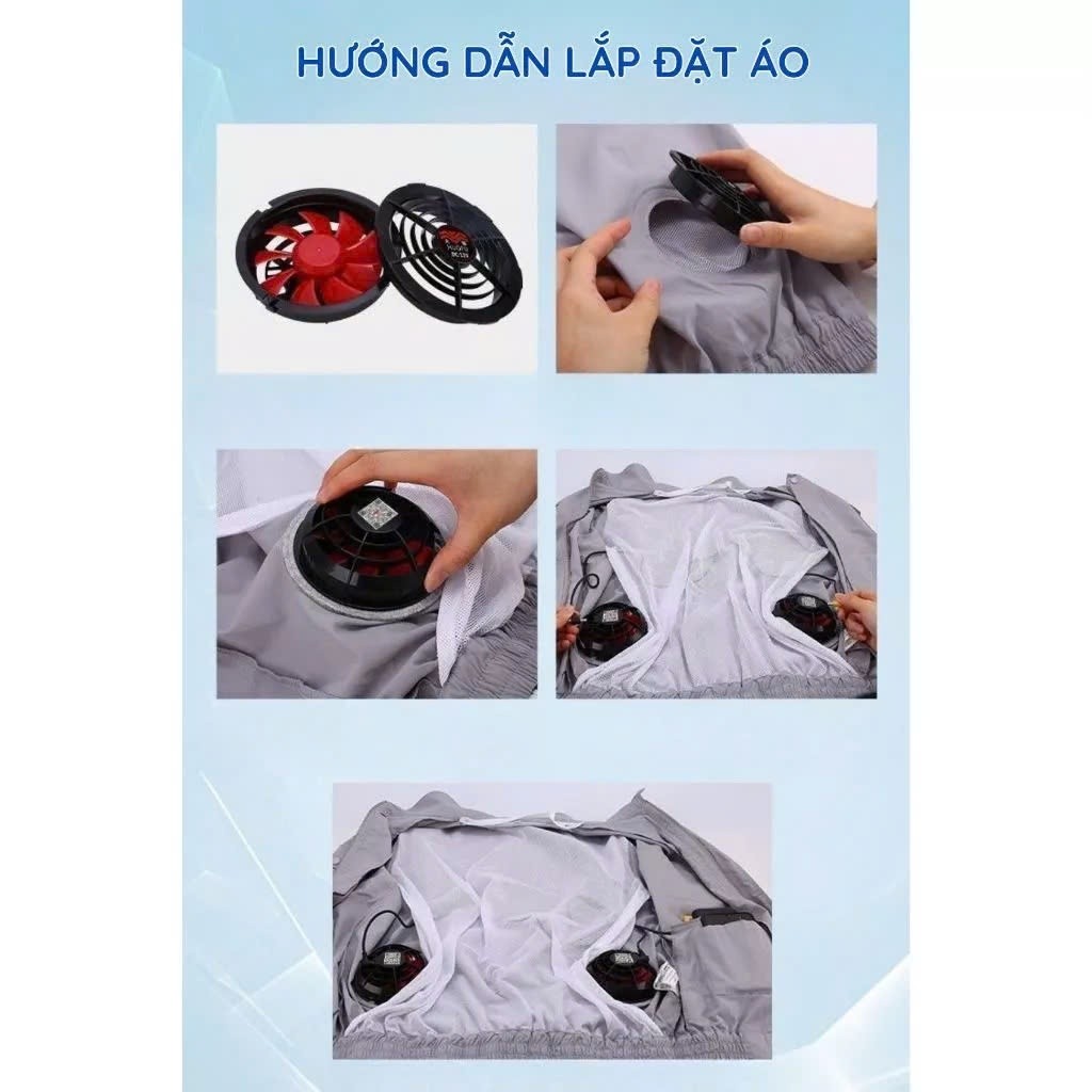 Áo Điều Hòa Nhật Bản SWI/KAW Pin 10-15H Quạt Mát Không Chổi Than, Chống Nắng Nóng, Bảo Hành 12 Tháng