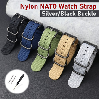 Phần cứng bạc / đen- NATO Nylon Dây đeo đồng hồ Vòng đeo tay 20mm 22mm Dây đeo đồng hồ cho nam nữ Dây đeo đồng hồ thay thế