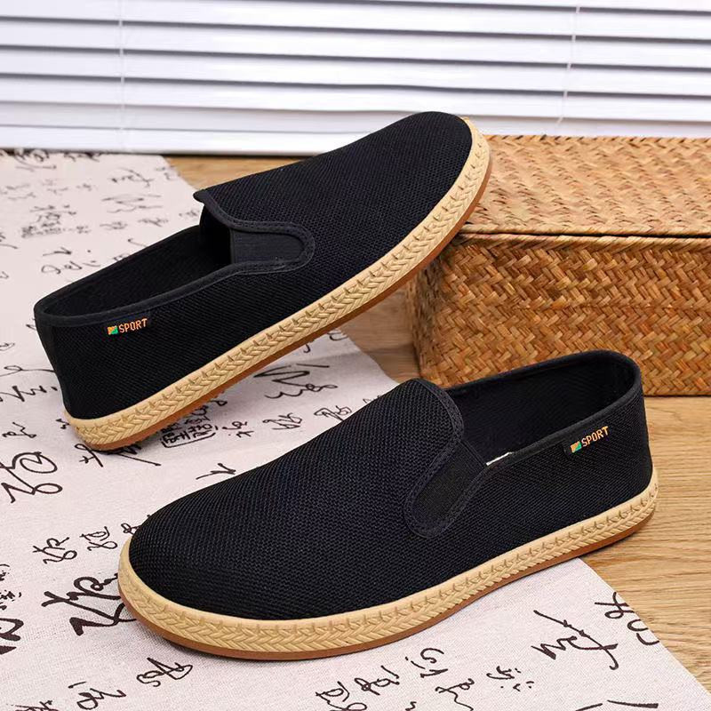 🇻🇳 Giày Thuyền Nam Đế Bằng Ngải Cứu Chăm Sóc Sức Khỏe Giày Vải Màu Đen Hàng Sẵn Kho Thoải Mái Nhẹ Gọn​