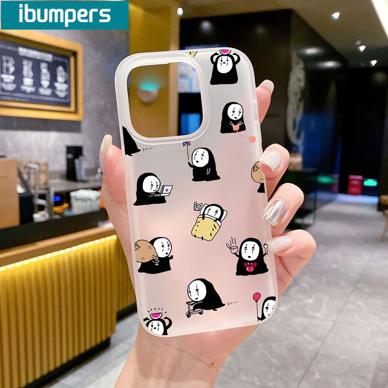 ibumpers Ốp Lưng iPhone Cute Anime No Face Họa Tiết Ốp Điện Thoại Trong Suốt Mềm TPU nhám Mờ Mềm Chống Sốc Chống Bẩn Cho Iphone 16 15 14 12 13 11 Pro Max IP 7 8 Plus X XS XR