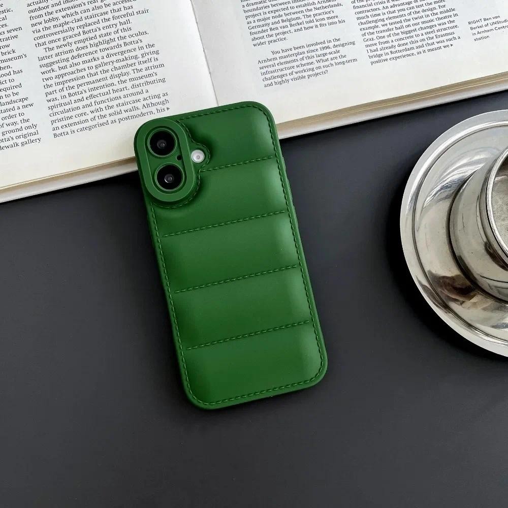 Ốp Điện Thoại Phong Cách Áo Khoác Puffer Down Cho iPhone 16 Pro Max 15 14 Plus 13 12 11 Vỏ TPU Mềm Chống Thấm Nước Mặt Sau Bảo Vệ