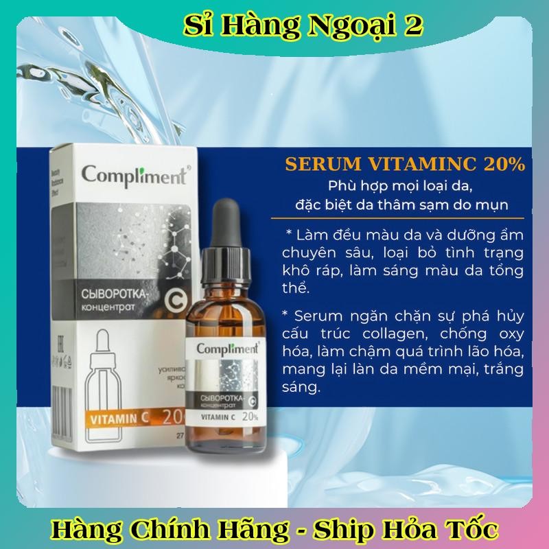 Serum Compliment 20% Vitamin C dưỡng trắng, mờ thâm, căng bóng da 27ml của Nga