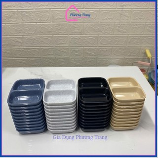COMBO 10 Khay Nước Chấm 2 Ngăn nhỏ (9 x 7cm) Nhựa Melamine nhiều màu - Phương Trang