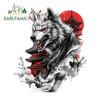 EARLFAMILY 13cm Nhật Bản Sói Hoạt Hình Graffiti Xe Dán Chống Thấm Nước Chống Trầy Xước Vinyl Đề Can Thích Hợp Cho Mọi Bề Mặt Sạch Bằng Và Mịn