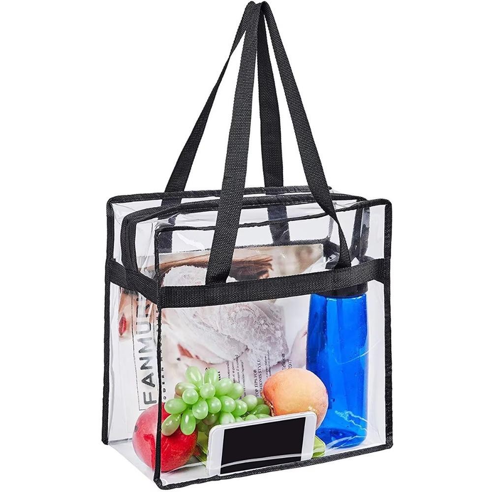 Túi đeo vai GUSTAVA, Túi cơm trưa PVC dung tích lớn, trong suốt có túi Tote có dây kéo
