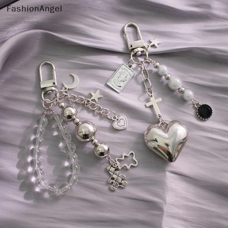 Fashionangel Độc Đáo Mát Mặt Trăng Trái Tim Gấu Động Vật Móc Khóa Móc Khóa Dành Cho Nữ Punk Ngôi Sao Chữ Thập Hạt Trong Suốt Túi Hộp Chìa Khóa Ô Tô Điện Thoại Phụ Kiện VN