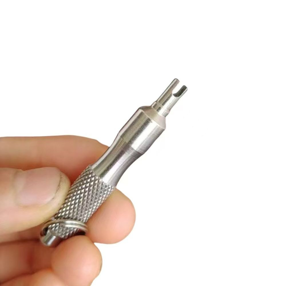 Cờ lê van lốp JVSUB, Tua vít sửa chữa lốp bằng thép không gỉ chống gỉ, Chất lượng cao với vòng chìa khóa Công cụ loại bỏ lõi van lốp đa năng cho ô tô, xe máy