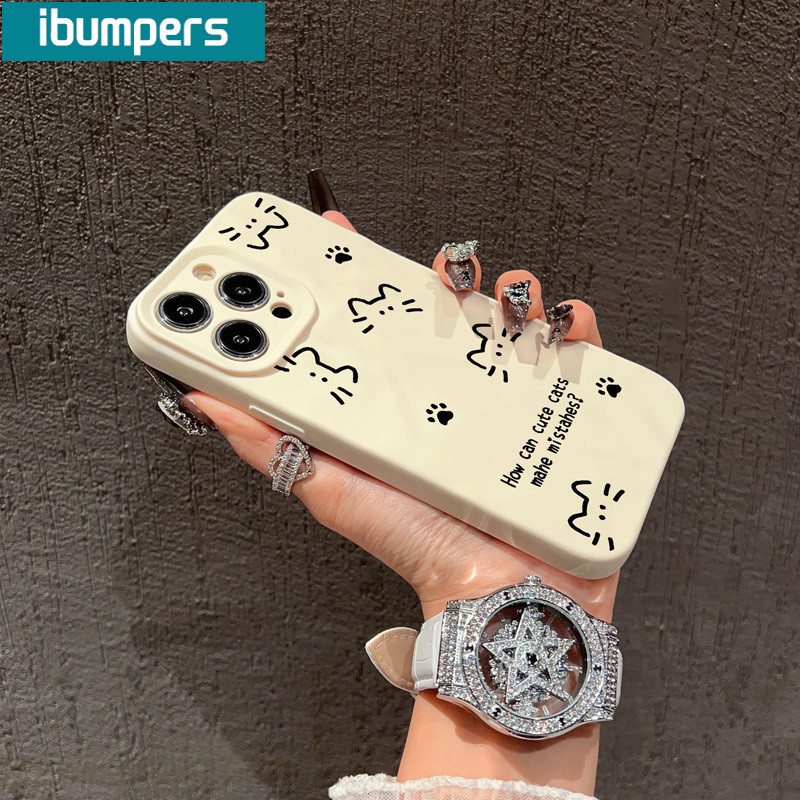 ibumpers Ốp Lưng IPhone Thẩm Mỹ Dòng Dễ Thương Họa Tiết Mèo Cho IPhone 16 15 14 12 13 11 Pro Max IP 7 8 Plus X XS XR Ốp Điện Thoại Silicon Mềm Chống Sốc