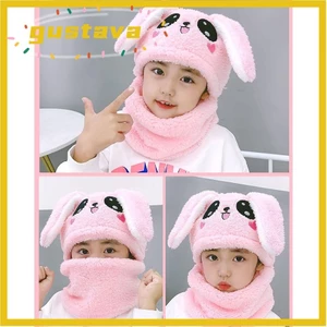 Mũ Trẻ Em GUSTAVA, Mũ Nhung San Hô Lông Cừu Đôi Sang Trọng, Hoạt Hình Mùa Đông Thỏ Balaclava Mũ Khăn Cho Bé Trai Bé Gái