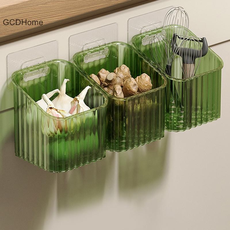 Gcdhome 1 Cái Nhà Bếp Tỏi Gừng Và Hành Trong Suốt Giỏ Bảo Quản Treo Tường Nhỏ Treo Tường Hộp Bảo Quản Treo Tường Giá Để Đồ HOT