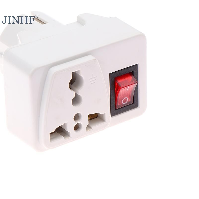 Ổ cắm chuyển đổi đa năng JINHF EU 250V 10A, ổ cắm di động màu trắng, mở rộng, có công tắc, đèn đỏ