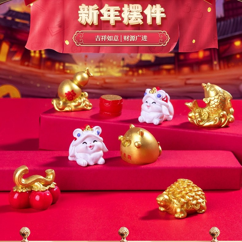 Mini Năm Mới Cây Giàu Có Mèo May Mắn Lợn Tượng Micro Phong Cảnh Nhà Để Bàn Trang Trí Xe Hơi