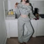 Áo Sweater Nỉ Tay Dài Form Croptop Thêu Chữ Trễ Vai Augety Studio, COSIE CROPPED Sweater