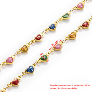 Dây chuyền tình yêu đầy màu sắc bằng thép không gỉ Dây chuyền vàng 18K Trang sức chuỗi hình trái tim tự làm