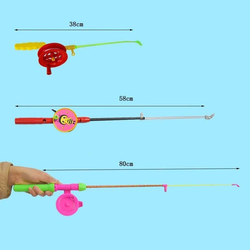 Cần câu cá trẻ em HOBBYIN, Cần câu Mini hoạt hình 38cm / 58cm / 80cm, kiểu dáng đa dạng co giãn với cần câu dây 50 mét cho quà tặng trẻ em