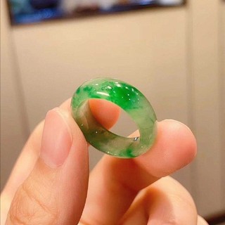 Nhẫn ngọc bích đá lạnh xanh Myanmar, đá ngọc bích trong suốt, loại A, đá thạch anh unisex, kích thước 4.4 Z6BT