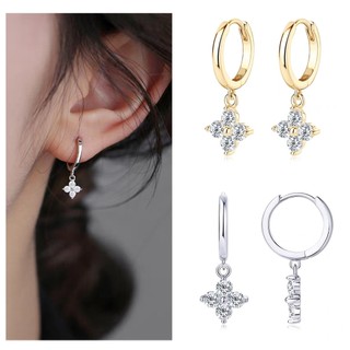 Bông Tai Vòng Mạ Vàng 18K Bông Tai Cỏ Bốn Lá Cho Nữ Trang Sức Thời Trang Có Hộp