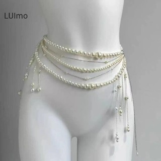 Luimo Thời Trang Nhiều Lớp Hoa sel Eo Dây Xích Retro Ngọc Trai Eo Dây Xích Dành Cho Nữ Bé Gái Cơ Thể Dây Xích Quần Áo Phụ Kiện Quà Tặng SBS