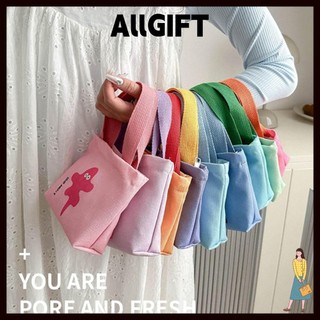 Túi xách nữ AllGIFT, túi vải mini đựng đồ ăn nhẹ cầm tay, túi nhỏ đựng tai nghe phong cách Hàn Quốc