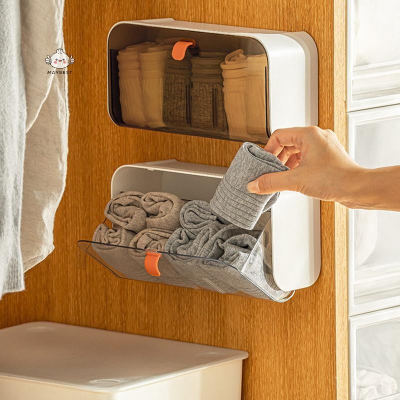 Maybest Hộp Bảo Quản Nhà Vệ Sinh Treo Tường Miếng Lót Bông Hộp Bảo Quản Chống Bụi Phòng Tắm Tổ Chức Trang Điểm Son Môi Dính Trang Sức Giá Đỡ {VN}