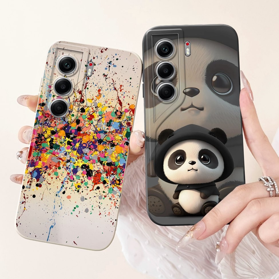 Tecno Camon 40 CM5 Ốp điện thoại Techno Camon 40 Ốp điện thoại Silicon Sang Trọng Tình Yêu Mèo Dễ Thương Họa Tiết Gấu Trúc Vỏ Chống Sốc Ốp điện thoại