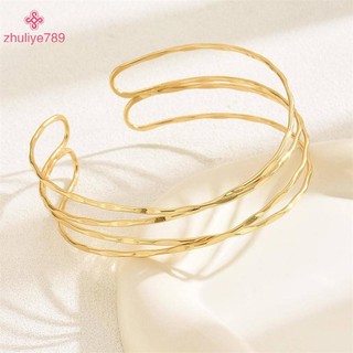< zhuliye789 > Vòng đeo tay màu vàng nhiều lớp dành cho nữ Vòng tay kim loại phong cách Punk Thiết kế nhỏ nhất Ins Trang sức dự tiệc hàng ngày