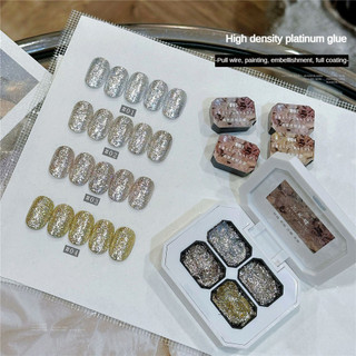 XEIJAYI 4 lưới gel móng tay bạch kim mật độ cao, sơn đường kéo, keo quang trị liệu bạch kim siêu sáng, nghệ thuật làm móng cho tiệm nail