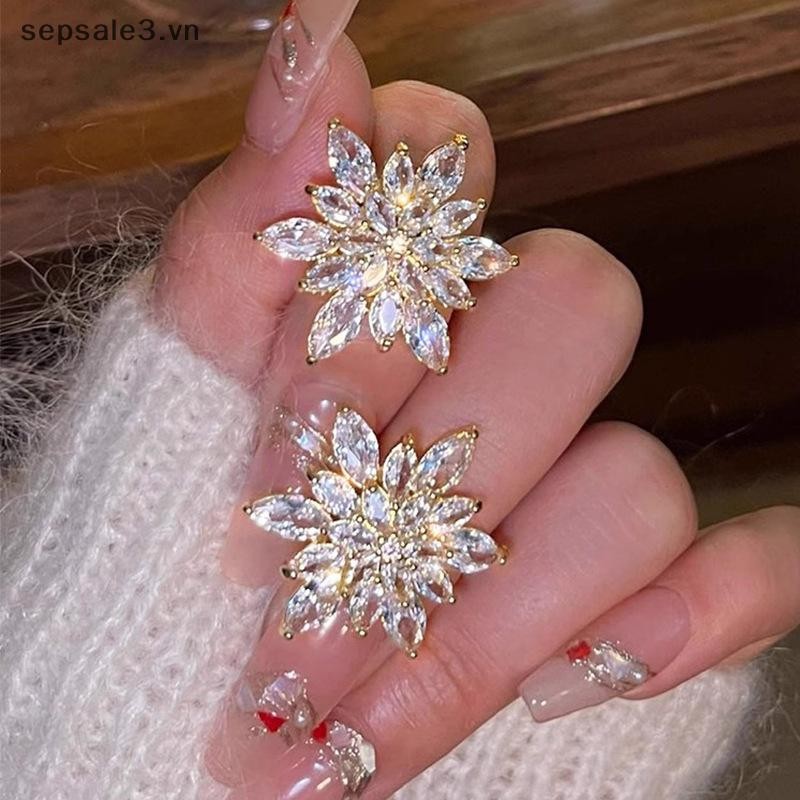 # sepsale # Bông tai hoa tuyết pha lê thời trang dành cho nữ Phụ kiện trang sức tiệc cưới thanh lịch Quà tặng.