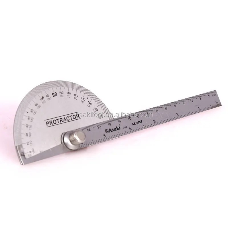Thước đo góc 180 độ Asaki AK-2587 đa năng, thước thép xoay 180 độ, thước ke góc vuông,thước đo độ,thước đo góc đầu tròn