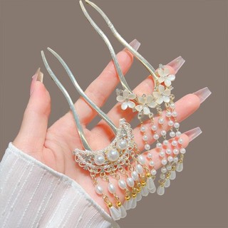 Que Tóc ASDFGER, Mặt Dây Chuyền Truyền Thống Kẹp Tóc Hình Chữ U, Vintage Hợp Kim Trung Quốc Tua Rua Hoa Bun Dụng Cụ Updos Mũ Đội Đầu Dành Cho Nữ