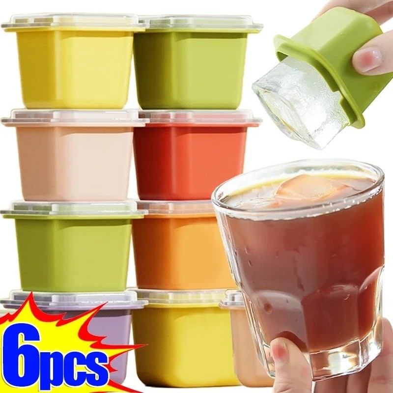 1 / 6 Chiếc Vuông Đá Viên Khuôn Thực Phẩm Nhựa Kem Khuôn Khay DIY Mùa Hè Đá Bóng Máy Làm