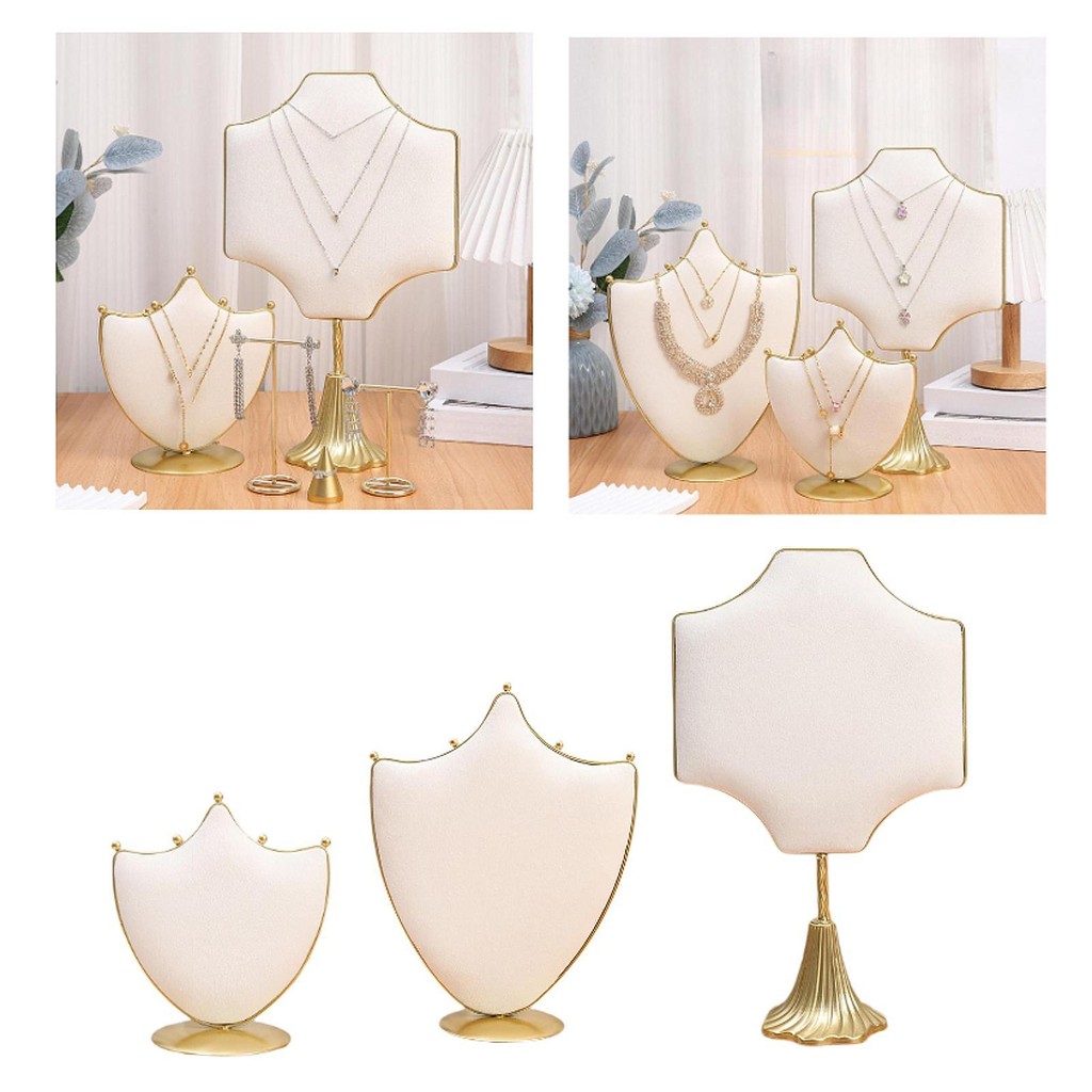 Đế trưng bày trang sức bằng kim loại Flannel màu be sáng tạo cho dây chuyền và mặt dây chuyền,