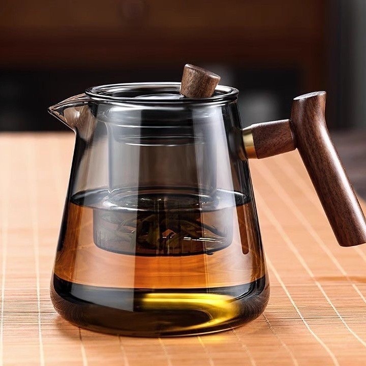 Ấm pha trà thủy tinh 650ml chịu nhiệt, dùng cho bếp điện, tách nước trà, dùng văn phòng gia đình