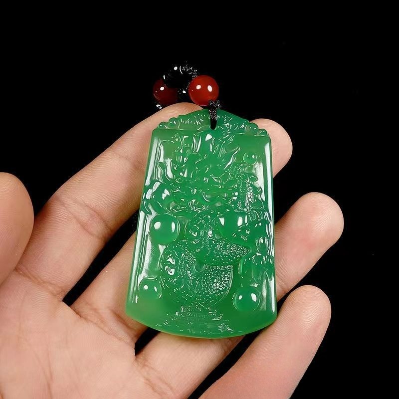 Cao Băng Hoàng Đế Xanh Mã Não Chalcedony Rồng Tốt Lành Quan Âm Mặt Dây Chuyền Nam Nữ Maitreya Phật Mặt Dây Chuyền