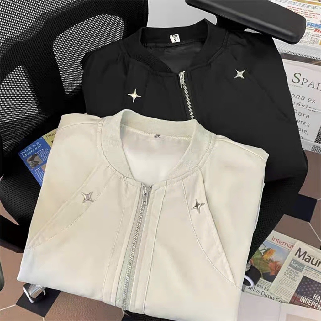 Áo Khoác Ngôi Sao Vòng Cổ Mix Khóa Tay KCloset Áo Bomber Chất Dù 2 Lớp Dày Dặn Dáng Rộng Nam Nữ