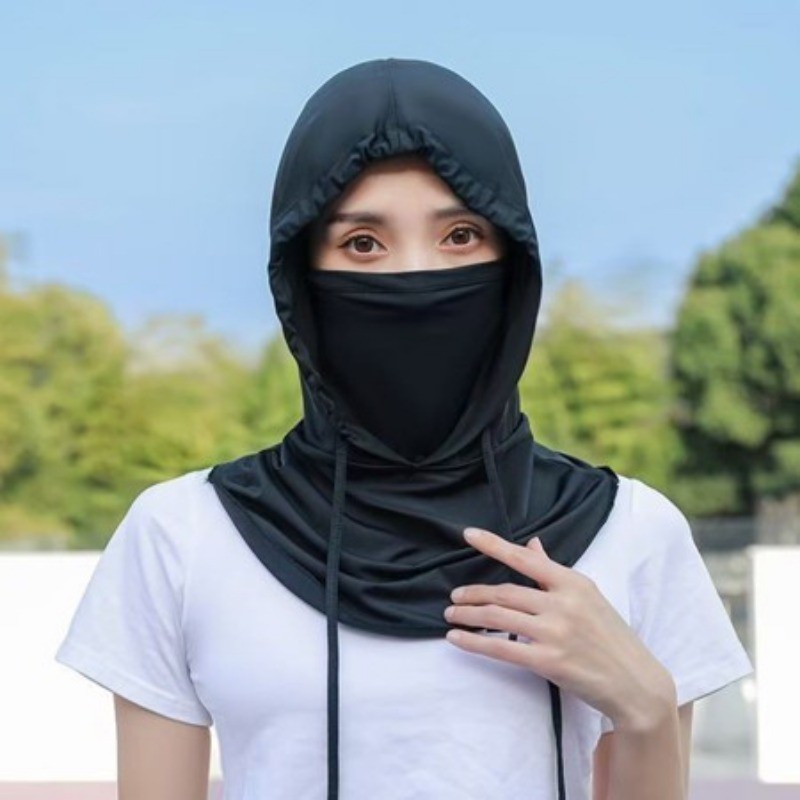 Mũ Trùm Đầu Kèm Khẩu Trang đa năng,Nón Che Nắng Chống Tia UV Có Dây Rút,Mũ chống nắng ngoài trời