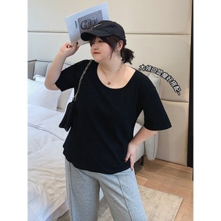 M-4XL Size Lớn Top Nữ [20.000 Ice Silk Mỏng Áo Thun Nữ Mùa Hè Plus Size Áo Plus Béo Cực Lớn Phong Cách Phương Tây Đáy Áo Slim-fit All-Match Fat MM Plus Size Quần Áo Nữ