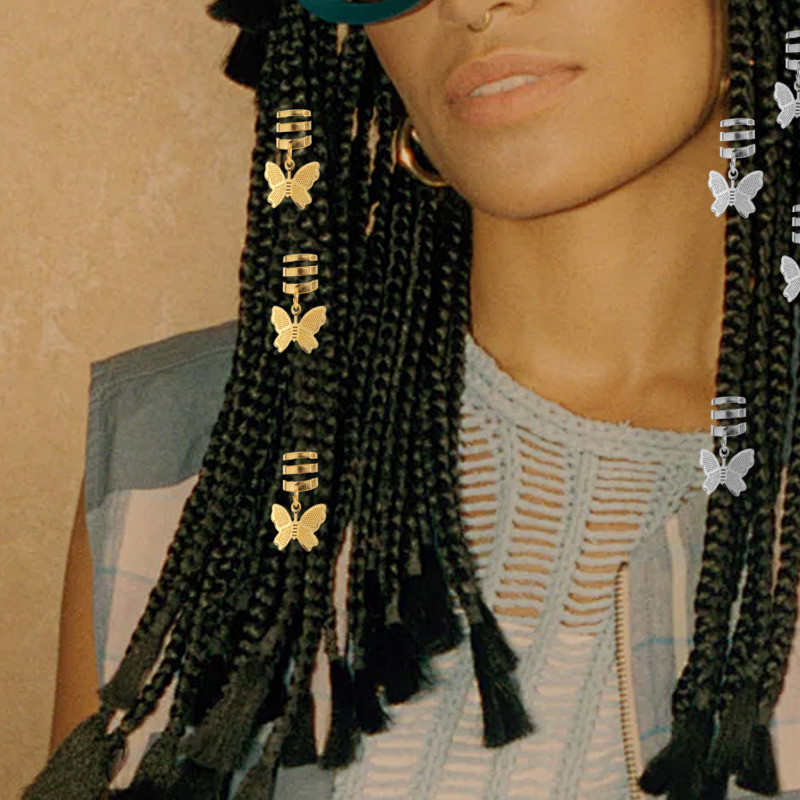 [GuuDuu] Nhẫn Tóc Dreadlock Bướm Retro - Phụ Kiện Tóc Thời Trang - Khóa Kẹp Tóc Có Thể Điều Chỉnh - Bím Tóc Rỗng Vòng Tròn - Kẹp Trang Trí Bím Bẩn