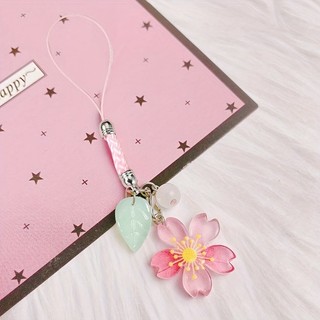 Quyến Rũ Điện Thoại Thiết Kế Hoa Anh Đào - Hoa Nhựa Dễ Thương Có Lá Và Hạt - Phụ Kiện Túi Đi Học Nữ Tính Màu Hồng Cho Bé Gái Và Bạn Bè