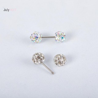 JULYHOT Thời Trang Thép Titan Unisex Nam Nữ Tròn Pha Lê Zircon Tai Bông Tai Thời Trang Sáng Bóng Sụn Xuyên Trang Sức Massivedeals