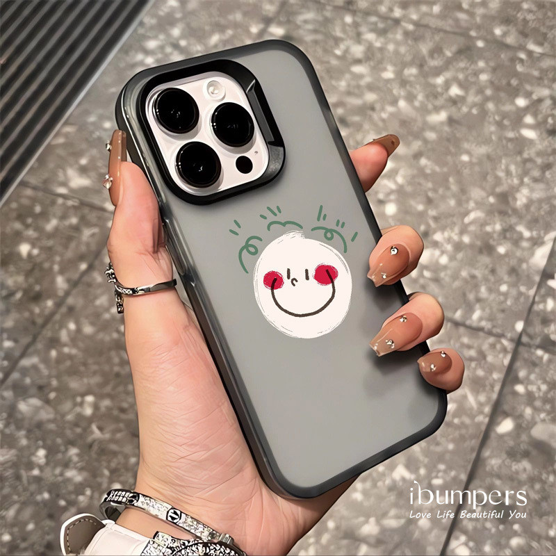 ibumpers Ốp Điện Thoại iPhone Dễ Thương Chữa Bệnh Họa Tiết Mặt Cười Ốp Lưng Trong Suốt Nhám Mờ Chống Bẩn Chống Sốc Cho IPhone 16 15 14 12 13 11 Pro Max IP 7 8 Plus X XS XR