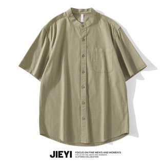 Áo Sơ Mi Nam Tay Ngắn Mùa Hè Ice Silk Vải Lanh Cotton Thoáng Mát Giá Rẻ Phong Cách Sang Trọng Cổ Henry