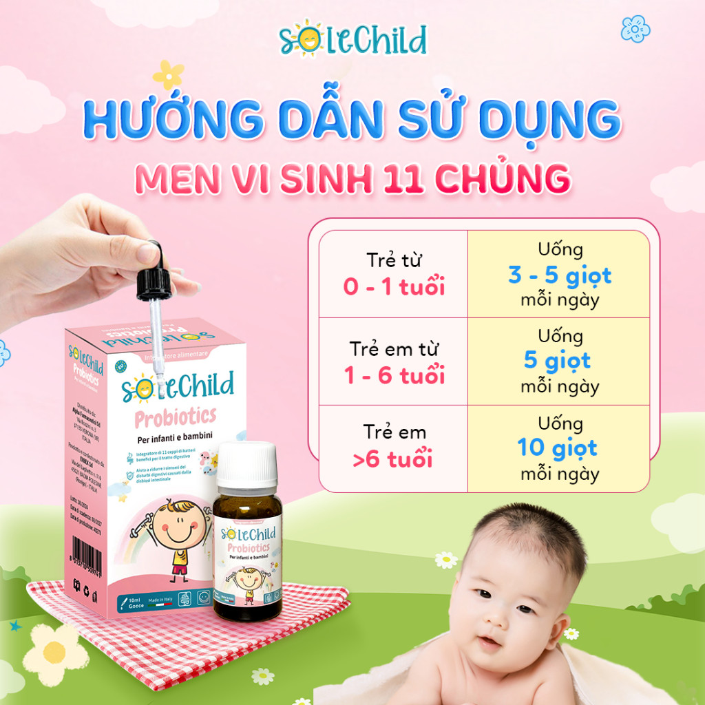 Men Vi Sinh 11 Chủng Từ Ý Cho Bé SoleChild Probiotics 10ml Cân Bằng Đường Ruột Tiêu Hóa Khỏe Mạnh