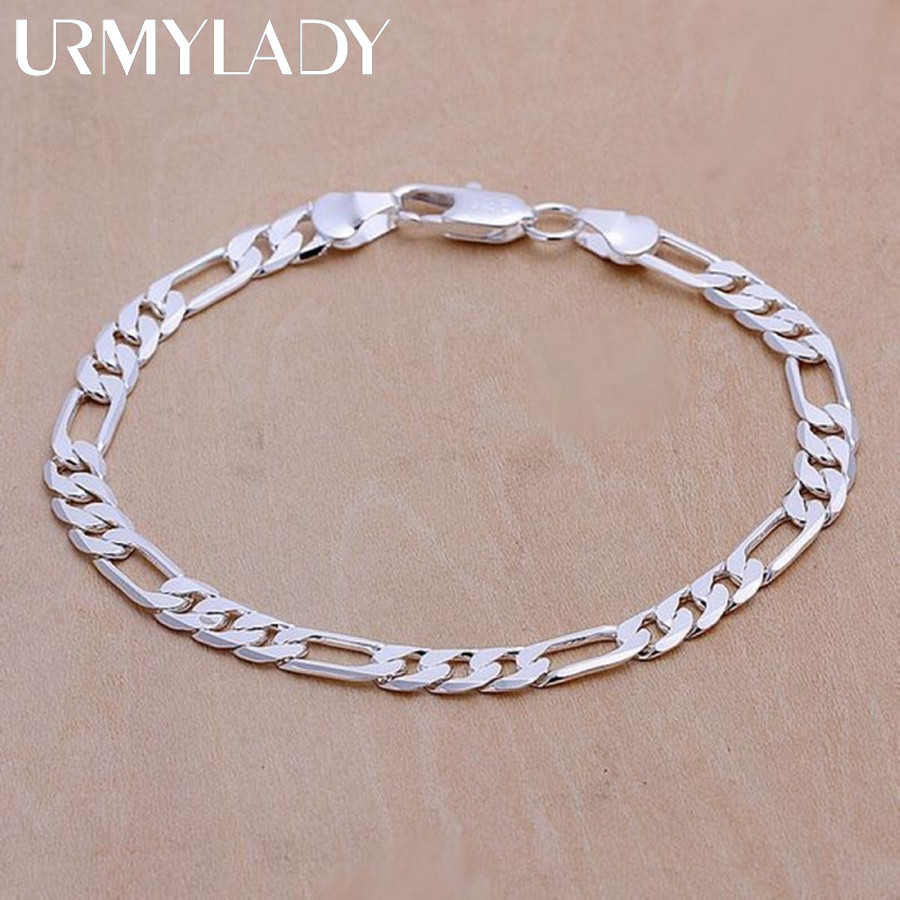 Vòng tay bạc 925 dây xích 6mm chắc chắn, trang sức thời trang cho nam và nữ