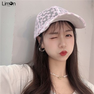 Mũ Mũ lưỡi trai thêu hoa cúc nhỏ mùa xuân và mùa hè đáng yêu ngọt ngào Phong Cách Hàn Quốc cho nữ Mũ lưới lưỡi vịt che nắng ren thoáng khí