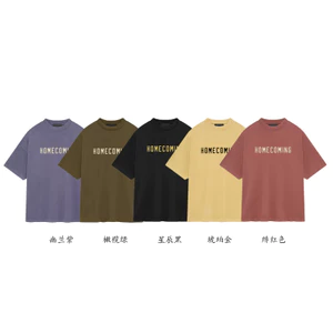 * * * Chất lượng cao * * * Phong cách mới 100% Cotton Essentials FEAR OF GOD sương mù HOMECOMING Áo thun ngắn tay cổ tròn in chữ