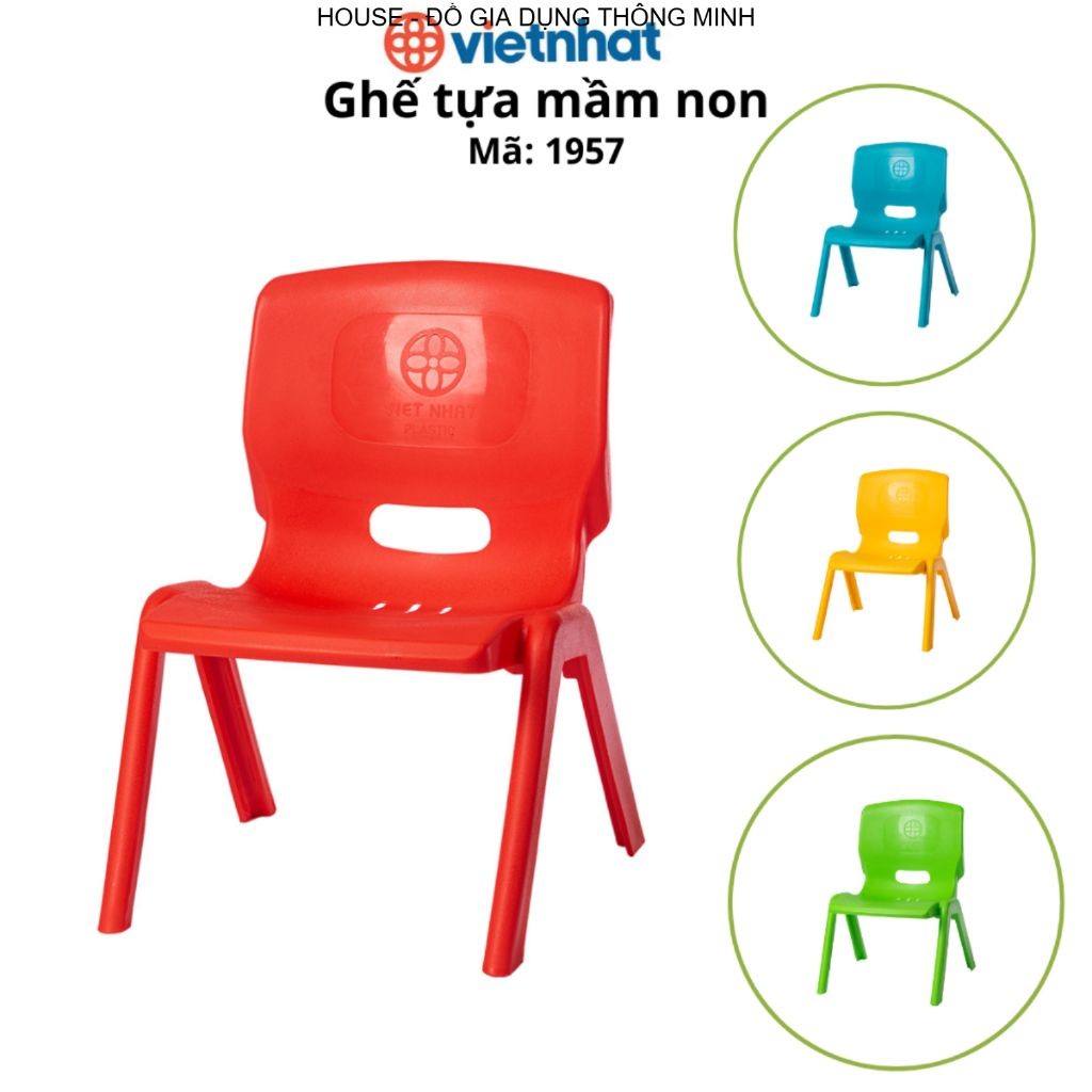 Ghế Tựa Mẫu Giáo Bền Đẹp Kích thước: Dài 28 x Rộng 30.5 x Cao 44.5 cm Việt Nhật