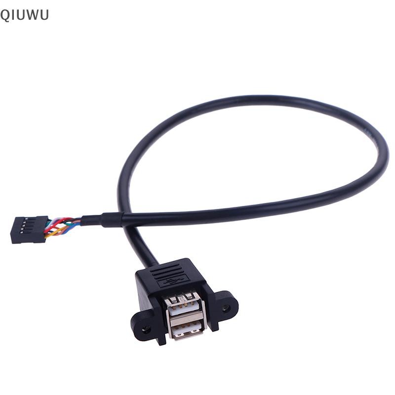 Qiuwu 1Pc 9 Pin Bo Mạch Chủ Đầu Đến 2 Cổng USB 2.0 Nữ Cáp Nối Dài.