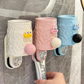 Giá Treo Cốc Đánh Răng Hình Vịt Dán Tường, Giá Bàn Chải, Kem Đánh Răng 3 Trong 1 Cute