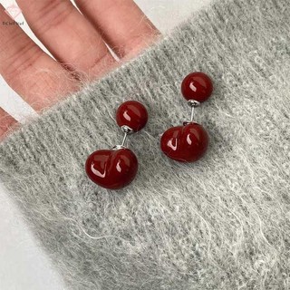 Ankela Nơ Đỏ Ruy Băng Bông Tai Nữ, Phong Cách Hàn Quốc, Thời Trang Thu Đông, Đơn Giản Hình Học